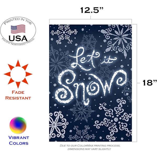 12x18 Tommer Dobbeltsidet Haveflag Vinterflag, Snefnug Krans Julevinter Haveflag Husflag Til Udendørs Have Dekoration Let It Snow