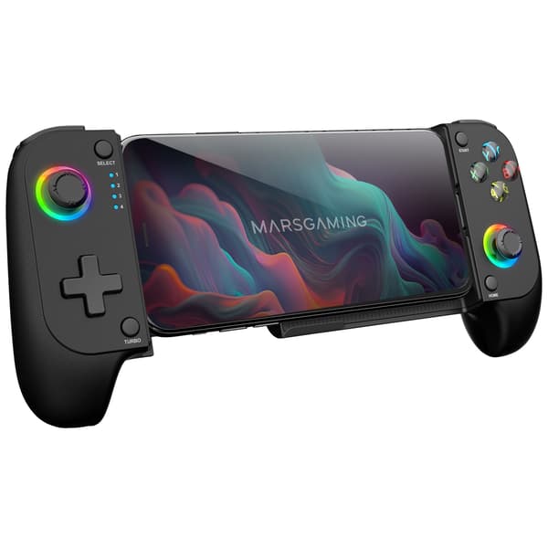 Hvid Bluetooth 5.0 Trådløs Spilcontroller, Kompatibel med PC, Android, iOS og Konsoller, Dobbelt Vibration, RGB, Telefonholder