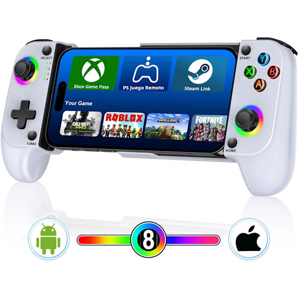MC100 DinoFire Mobiltelefon Gamepad med Joystick og Bluetooth Controller Kompatibel med iPhone og Android Spilcontroller med Trigger-knap