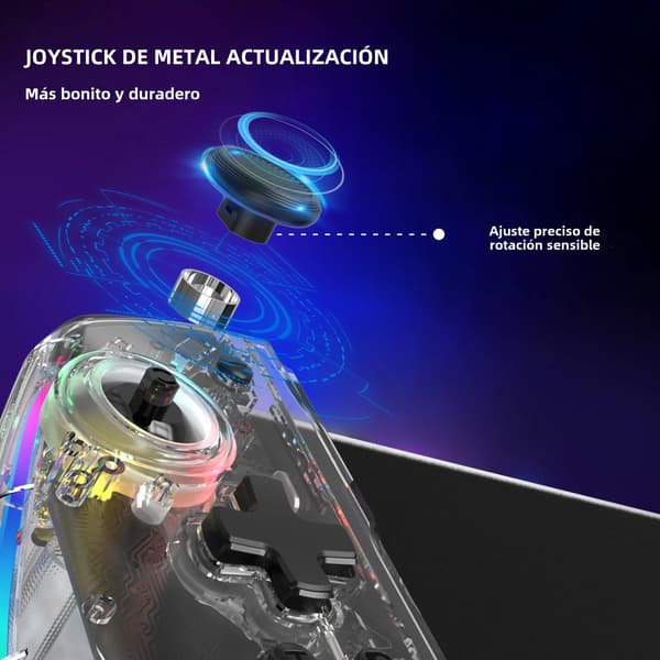Transparent No Deadzone Controller, Kompatibel med Switch Style OLED med Justerbar LED og 6-Akse Gyro