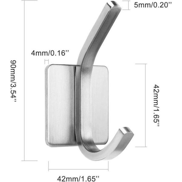 Selvklæbende kroge, 4 stk., rustfrit stål, vandtætte og rustfrie. Silver * 4pcs