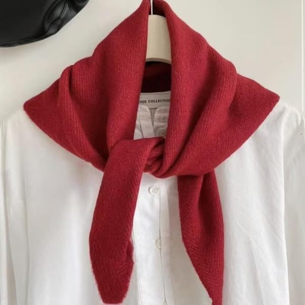 White-Pc Ny Koreansk Stil Ullstickad Triangulär Halsduk Dam Huvudduk Stickad Halsduk Multifunktionell Varm Stickad Halsduk White