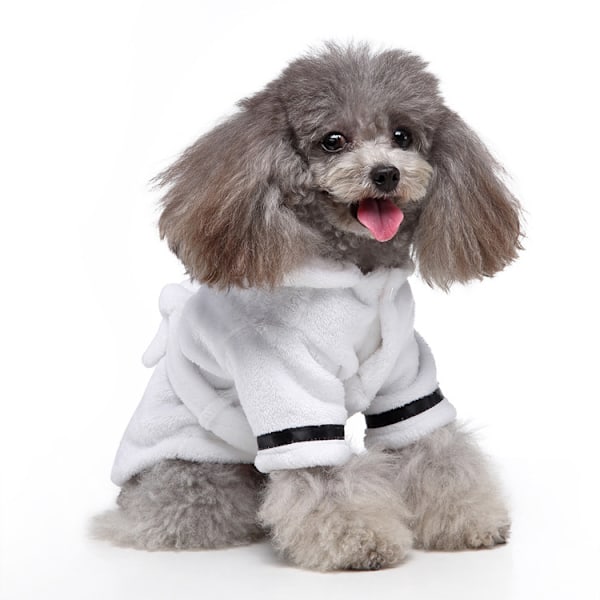 Broderad Husdjurskläder Badrock Hund Katt Sovrock Bad Absorberande Snabbtorkande Badhandduk Kläder Varma och Kallsäkra S