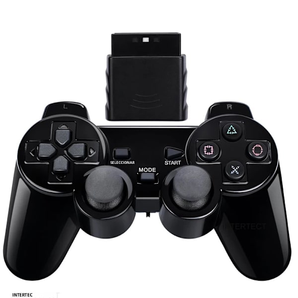 Blå trådløs gamepad, kompatibel med PS2-konsol og PC, USB-controller, dobbelt vibration