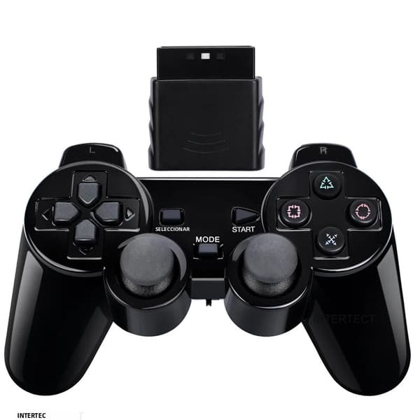 Rød trådløs gamepad, kompatibel med PS2-konsol og PC, USB-controller, dobbelt vibration