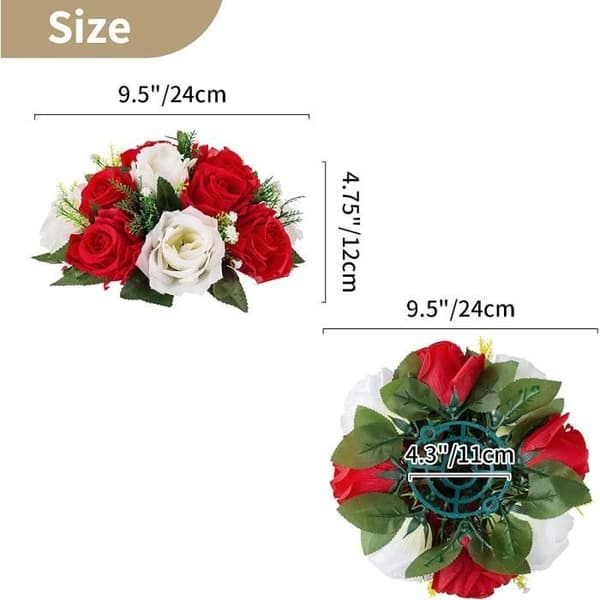 Blomsterbukett 2 stk. Rød og hvit silke elegant dekorasjon
