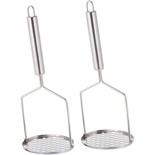 2 stk Potetpresse i Rustfritt Stål, Avokado-moser, Moste Poteter, Verktøy for Moste Poteter, Gresskar-moser, Potet-knuser, Moste Poteter, Potet-moser, Manuell Potet-presse