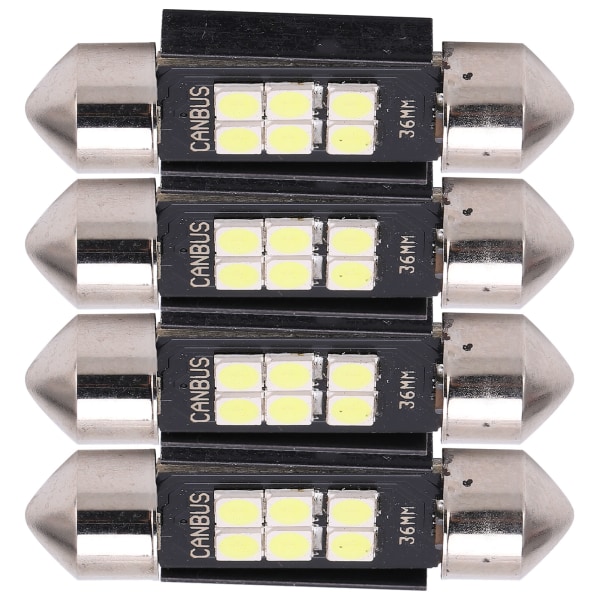 4 stk LED-pærer 330LM 6000K for skiltlys, taklys, sidelysdør, høflighetslys 1,4 tommer 36MM