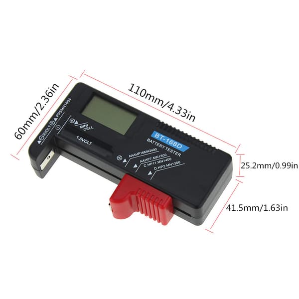 Spänningstestare och detektor BT168D Portabel Hög Precision Digital Display 5:e 7:e 9V Batteritestare 110x64x30mm