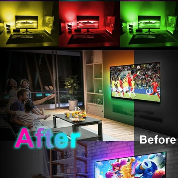 LED-stripe, LED-stripe, LED-stripe, med 24-tasters IR-fjernkontroll, Bluetooth, 5 m (18 lamper/meter)