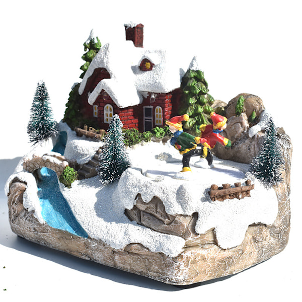 Juleby med snødekorasjon LED julescene dekorasjon size 1