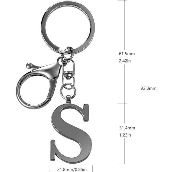Nøglering med Guld Bogstav A-Z til Kvinder Taske Charms Pung Charms Til Håndtasker Metal Alphabet Initial Letter Nøglering Black-s