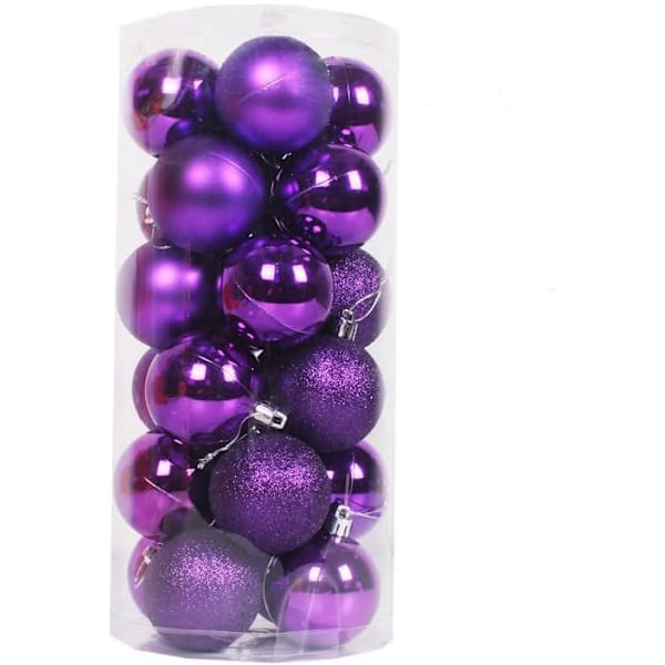24 stk Julekuler Ornamenter Julepynt 24 Stykker Kuler Tre Ornamenter Dekorative Kule Hengepynt (Lilla, 1.57 tommer) Purple