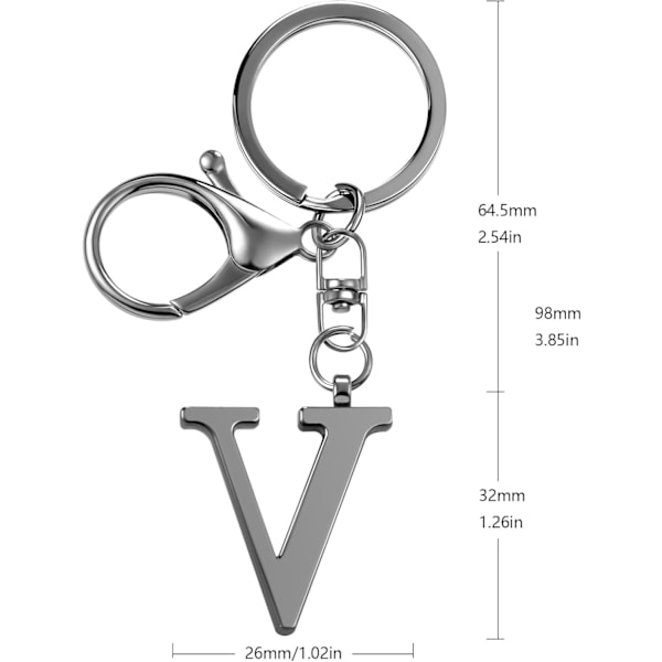 Nøglering med Guld Bogstav A-Z til Kvinder Taske Charms Pung Charms Til Håndtasker Metal Alphabet Initial Letter Nøglering Black-v