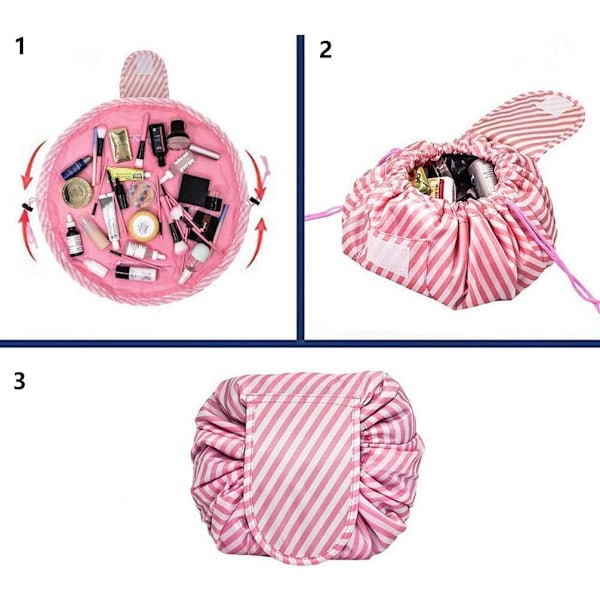 Toalettsäck för flickor, lat förvaring, kosmetikväska, stor bärbar, snygg design, utomhus, vattentät, snabb montering, dubbel magisk väska Rose