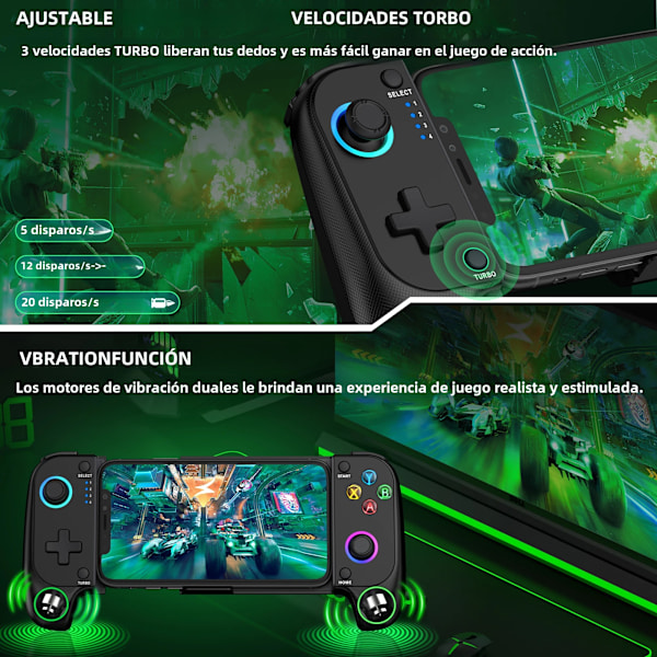 MC100 DinoFire Mobiltelefon Gamepad med Joystick og Bluetooth Controller Kompatibel med iPhone og Android Spilcontroller med Trigger-knap