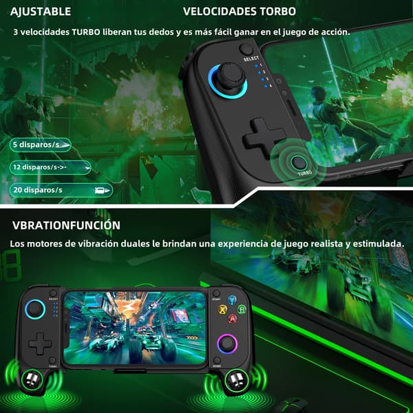MC100 DinoFire Mobiltelefon Gamepad med Joystick og Bluetooth-kontroller Kompatibel med iPhone og Android Spillkontroller med Triggerknapp