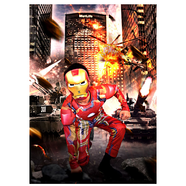 Barn Iron Man Kostym Pojkar Superhjälte Kostym Halloween Rollspel Mask Fantasy - 3 Delar S(110-120CM) S type 2