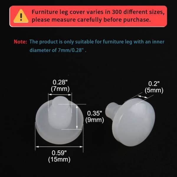 12 stk. PVC møbelhull deksler, 7 mm stangdiameter, for glassbordføringer