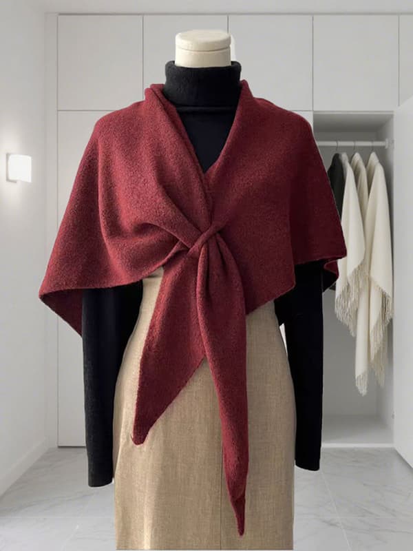 E-New Version Halsduk för kvinnor • Förtjockad varm axelsjal för höst och vinter • Triangulär stickad scarf för kvinnor E