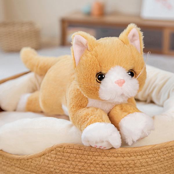 Mjuk Plysch Kattdocka Vit och Grå Kattunge Design Fylld Leksak för Flickor Brown