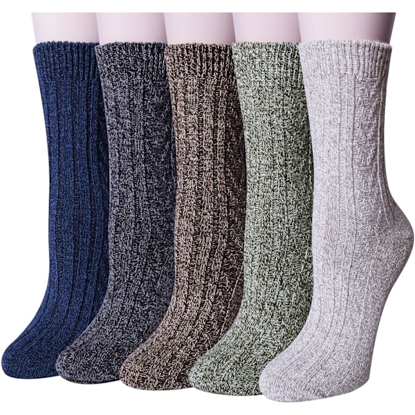 Ullstrumpor för Kvinnor Varma Vinterstrumpor Tjockt Stickade Mjuka Stuga Mysiga Crew Bootsockor Presenter A3