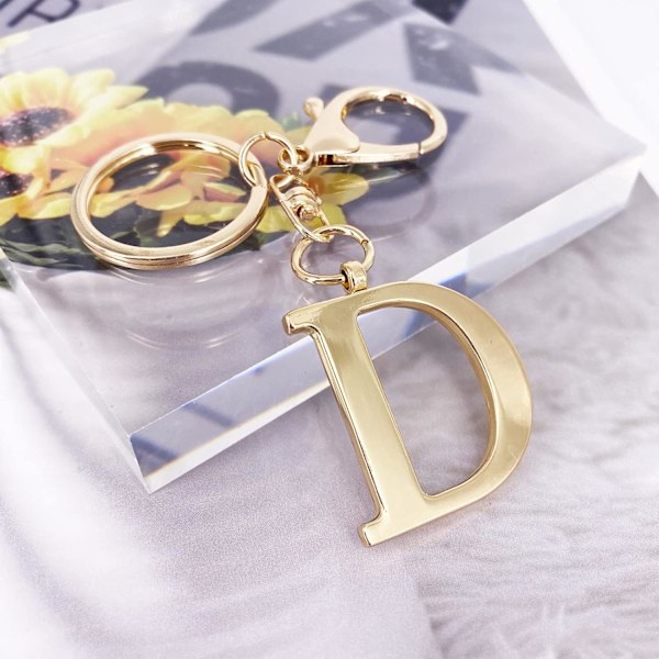 Nøglering med Guld Bogstav A-Z til Kvinder Taske Charms Pung Charms Til Håndtasker Metal Alphabet Initial Letter Nøglering D