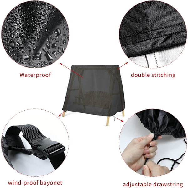 Utomhusgungaöverdrag, A-ram Patio Swing Cover, Gungaöverdrag för utomhusmöbler Verandaöverdrag Gliderhängmattaöverdrag Vattentätt (83''LX48.8''WX66''H) 83''LX48.8''WX66''H