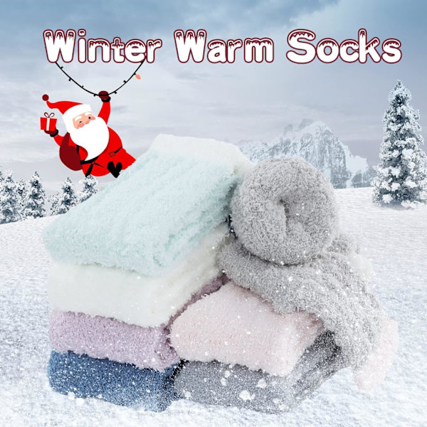 Mysiga Varma Toffelstrumpor Kvinnor Super Mjuka Mikrofiber Bekväma Sovstrumpor 6 eller 5 Par A1