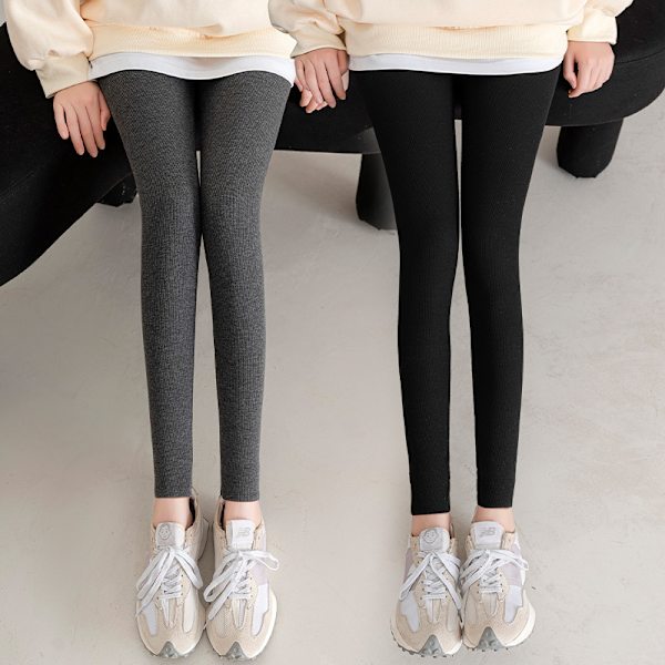 Höst-vinter Stickade Leggings: Ribbade, Vertikala Ränder, Fleecefodrade, Hög Midja, Magkontroll, Beskurna Pennleggings för Alla Kroppar i M - XXL XL (110-140 catties)