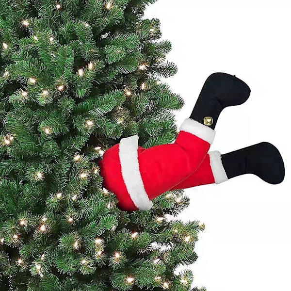 Bedårande 40*18cm Röda Tomtens Elfben - Plysch Julgran & Dörrdekorationer, Perfekt för Heminredning i Jul!