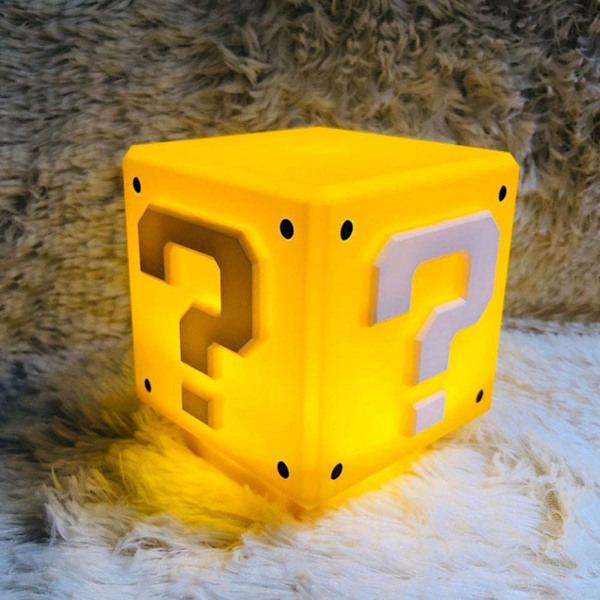 Super Mario LED Spørgsmålstegn Lyd Opladning Nattelys Cube