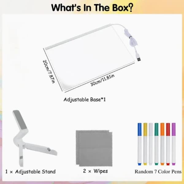 LED Akryl Meldingstavle – Lysende Skrivbar Whiteboard med Stativ 30*20cm