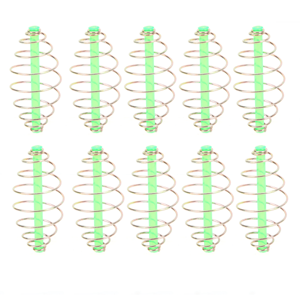 10-pack fjäderlindad fasta punktnättillverkare spole inline metallbete kastande matare fiskeutrustning L L