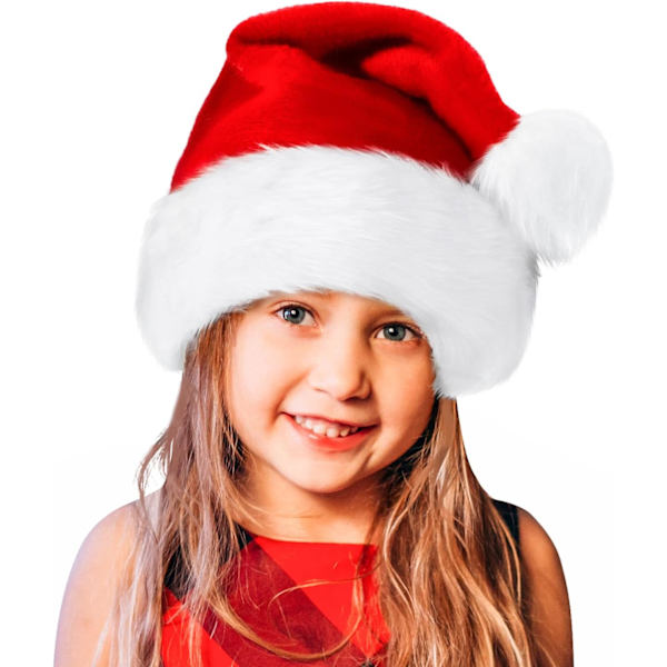 Julemandshue, Julehat til Børn, Unisex Fløjl Komfort Julehat Ekstra Tyk Klassisk Pels 1pcs