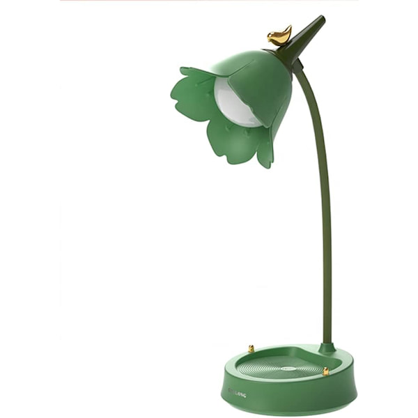 LED-skrivbordslampa sladdlös bordslampa justerbar svanhals dimbar touch uppladdningsbar batteridriven ögonvänlig nattlampa för barn, minilampa (grön) Green