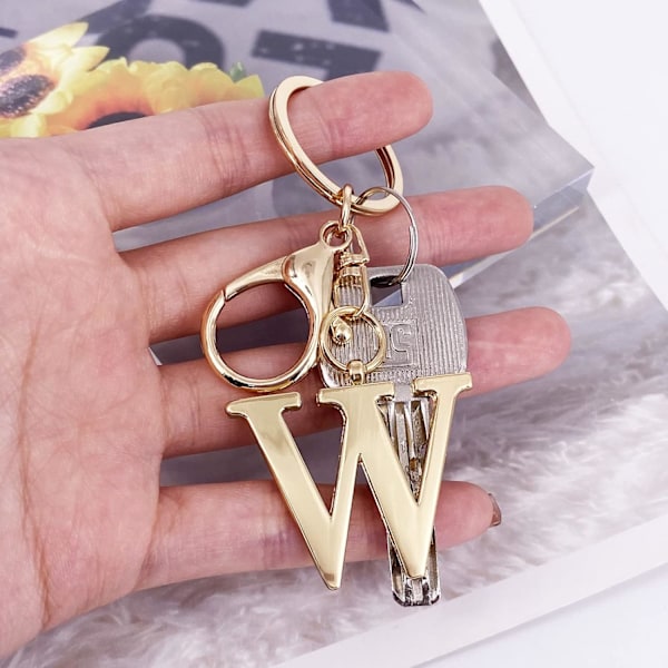 Nøglering med Guld Bogstav A-Z til Kvinder Taske Charms Pung Charms Til Håndtasker Metal Alphabet Initial Letter Nøglering W