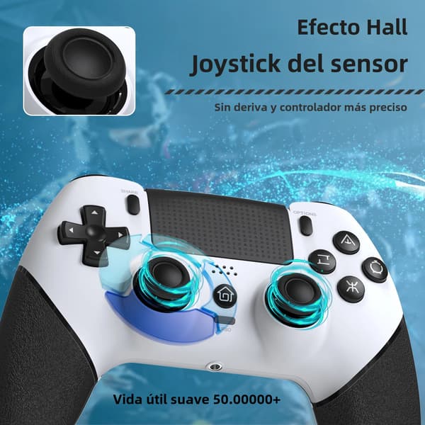 Sort Hvid Bluetooth Spilcontroller, Kompatibel med PS4, PS4 Pro, PS4 Slim, PC med Dobbelt Vibration Hall Effect