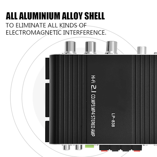 -Mini HiFi 2.1 Stereo Bas Auto Bil Hjemme Audio Effektforstærker Digital Forstærker Sort