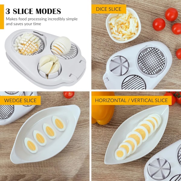 Egg Slicer for Hard Boiled Eggs - 3 Slice Modes Egg Cutter, Heavy Duty, Stainless Steel Dicer - Kitchen Chopper Tool - Black