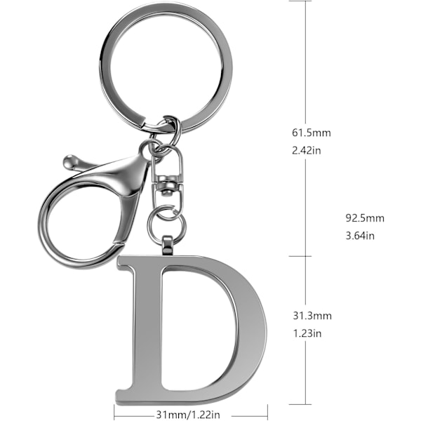 Nøglering med Guld Bogstav A-Z til Kvinder Taske Charms Pung Charms Til Håndtasker Metal Alphabet Initial Letter Nøglering Black-d