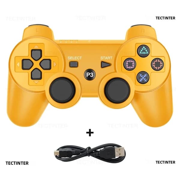 Guld Bluetooth Spilcontroller, Kompatibel med PS3-konsol, Trådløs 6-akset Gamepad, Indbygget Batteri