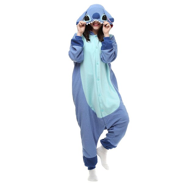 Vuxen Onesie Djur Pyjamas Halloween Cosplay Kostymer Festkläder Blå XL