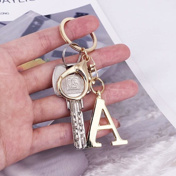 Nøglering med Guld Bogstav A-Z til Kvinder Taske Charms Pung Charms Til Håndtasker Metal Alphabet Initial Letter Nøglering A