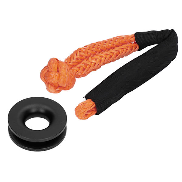 Aluminiumlegering Nylon Recovery Ring Kit med Sort Blød Shackle Spiltov Sæt til Køretøjsredning
