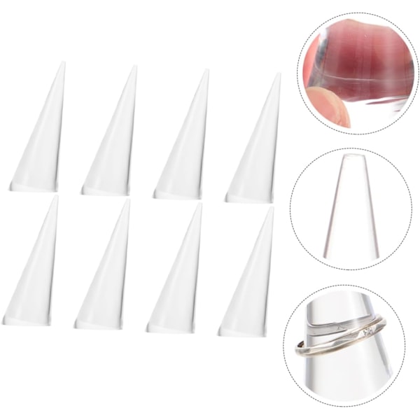 8 stk. Tilspissede Ring Display Stativ Ringbrakett Dekorativ Display Stativ Hånd Smykkeholder Smykke Stativ Bryllupsring Display Kjegle Ringholder for Smykke