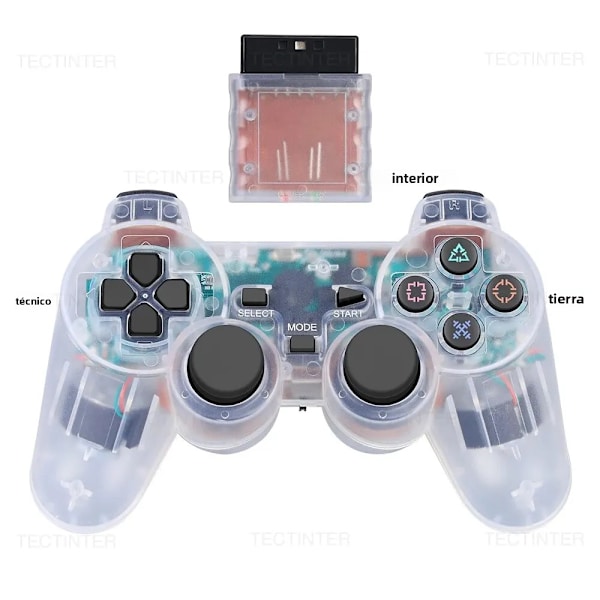 Sort trådløs controller, kompatibel med PS1, PS2 med dobbelt vibration USB, klassiske spilkonsoller