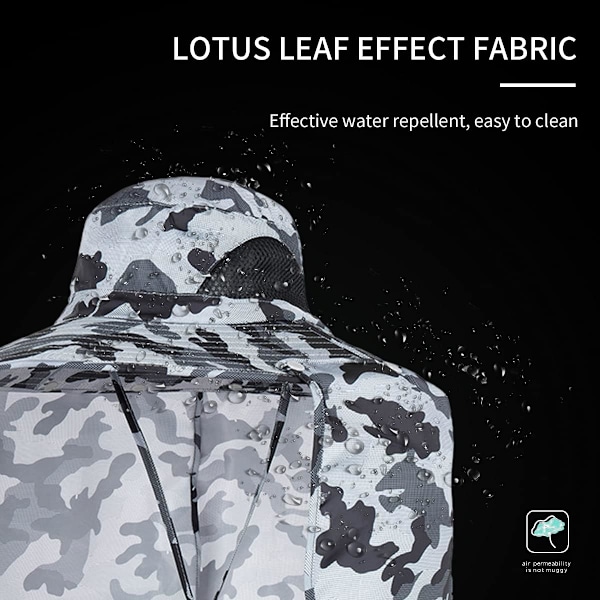 Solhat med nakkeflap - Udendørs solbeskyttelse fiskerihat med stor skygge - Lysegrå camouflage Light Grey Camo