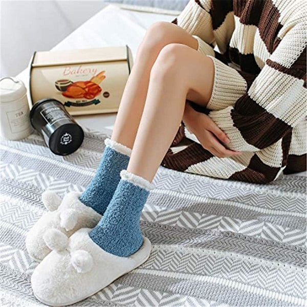 Fuzzy Varme Sovesokker til Kvinder Super Bløde Mikrofiber Cozy Sovesokker 6 eller 5 Par A4