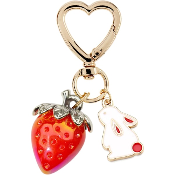 Sød Jordbær Nøglering, Taske Charms, Kawaii Hjerte Blomst Daisy Nøgleringe Tilbehør Dekoration Til Piger Pung Gave Bunny Solid Red